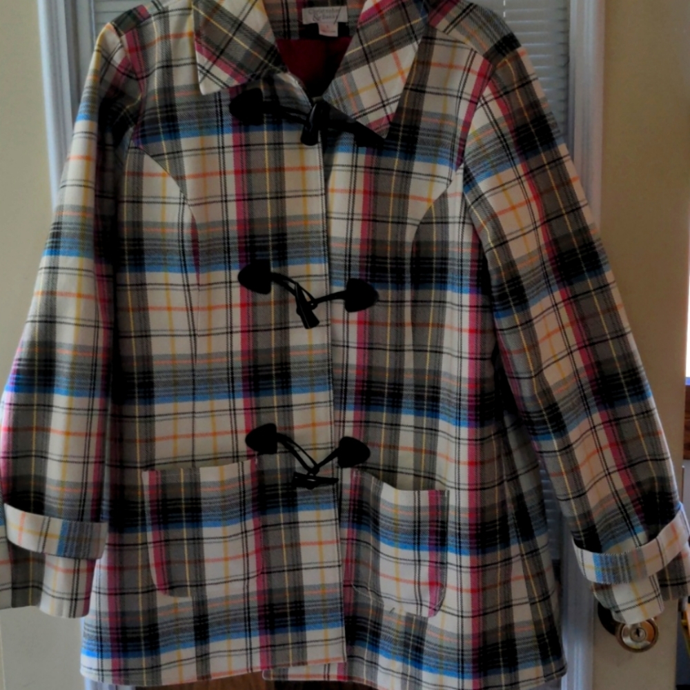 Christopher & Banks Ladies  Plaid Peacoat L